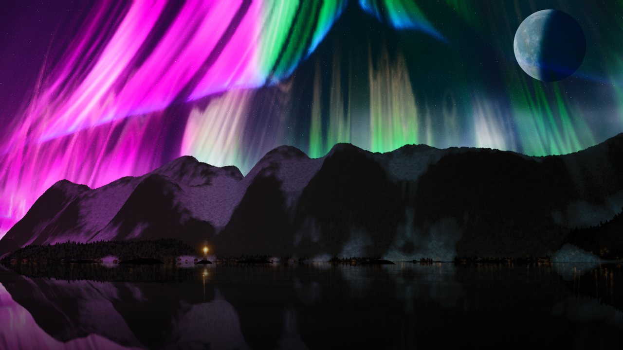 Aurora-Welt Gletscherfjord